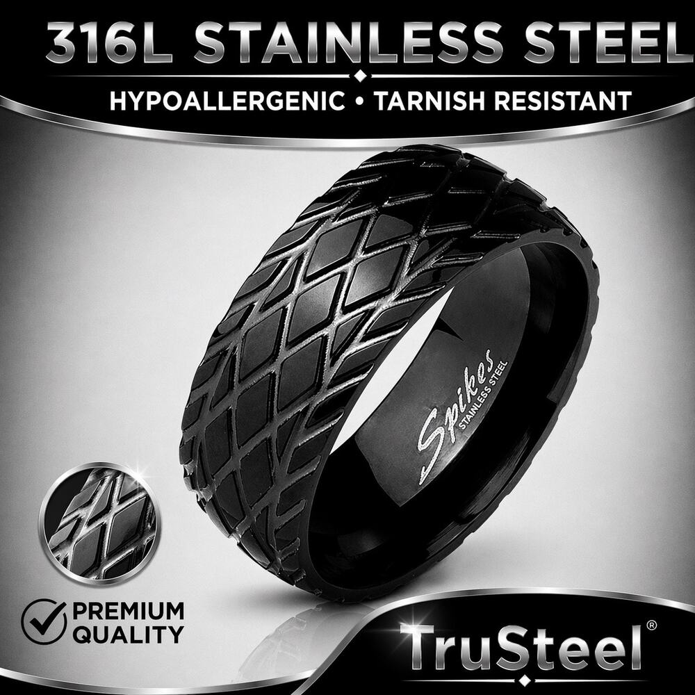 New black stainless‎ steel ring size 10